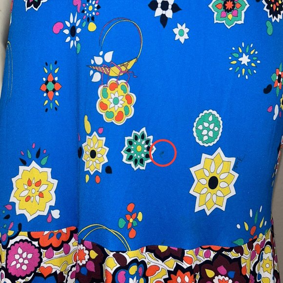 EMILIO PUCCI SLEEVELESS SURPLICE-NECK FLORAL PRINT DRESS, BLU NILO | SIZE 10 - Picture 5 of 5